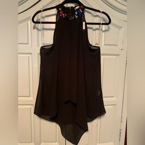 Black shear with gems halter with center overlap